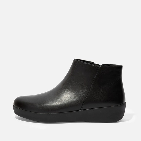 FitFlop Maria Leather Boots Womens size 8 Black Arch Support - Picture 1 of 6